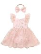 IDOPIP Floral Embroidered Baby Girl Romper Tutu Dress Princess Tulle Jumpsuit Headband Cake Smash 1st Birthday Party Outfit