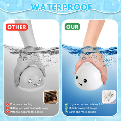 Baby Girl Bath Toys, Light Up Whale Bath Toys for Girls 0-6 6-12 12-18 Months or Kids Ages 1-3, Pink