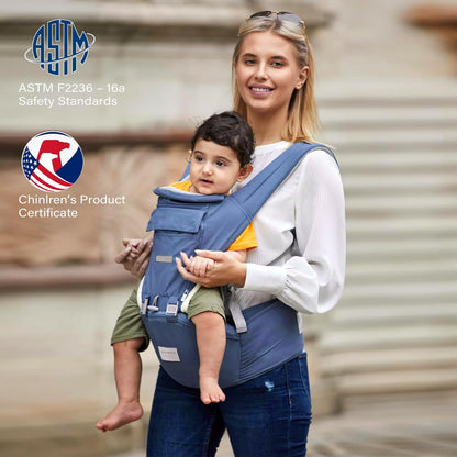 Baby Carrier, Ergonomic 6-in-1 Baby Carrier with Hip Seat for Newborn Infant Toddler, Adjustable Detachable Baby Holder Carrier for Dad Mom