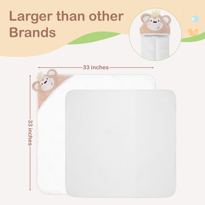 Mother's Choice Baby Hooded Towel - Large 33x33 Inch, 100% Cotton, Ultra-Soft & Absorbent Bath Towel for Newborns, Infants, Boys & Girls (Butterfly)