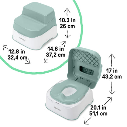 Ingenuity Prepare to Potty 3-in-1 System - Potty Training Toilet, Topper, Step Stool, Easy Setup, Pink, for Toddlers 18 Months+
