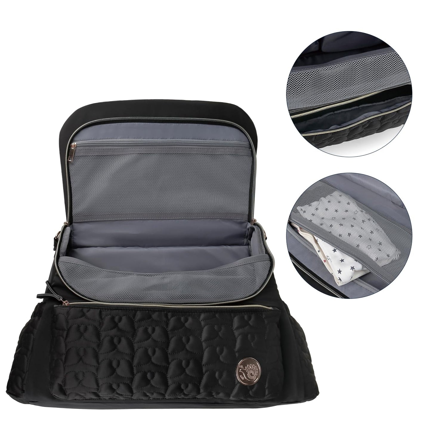 Lmbabter Diaper Bag Backpack Convertible Messenger Bag Travel Backpack Maternity Bags Stylish Baby Bag with Changing Pad for Mom (Brown)