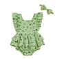 Baby Girls Flutter Sleeve Ruffles Layered Romper Dress Cute Patterns Printed Holiday Outfit with Headband