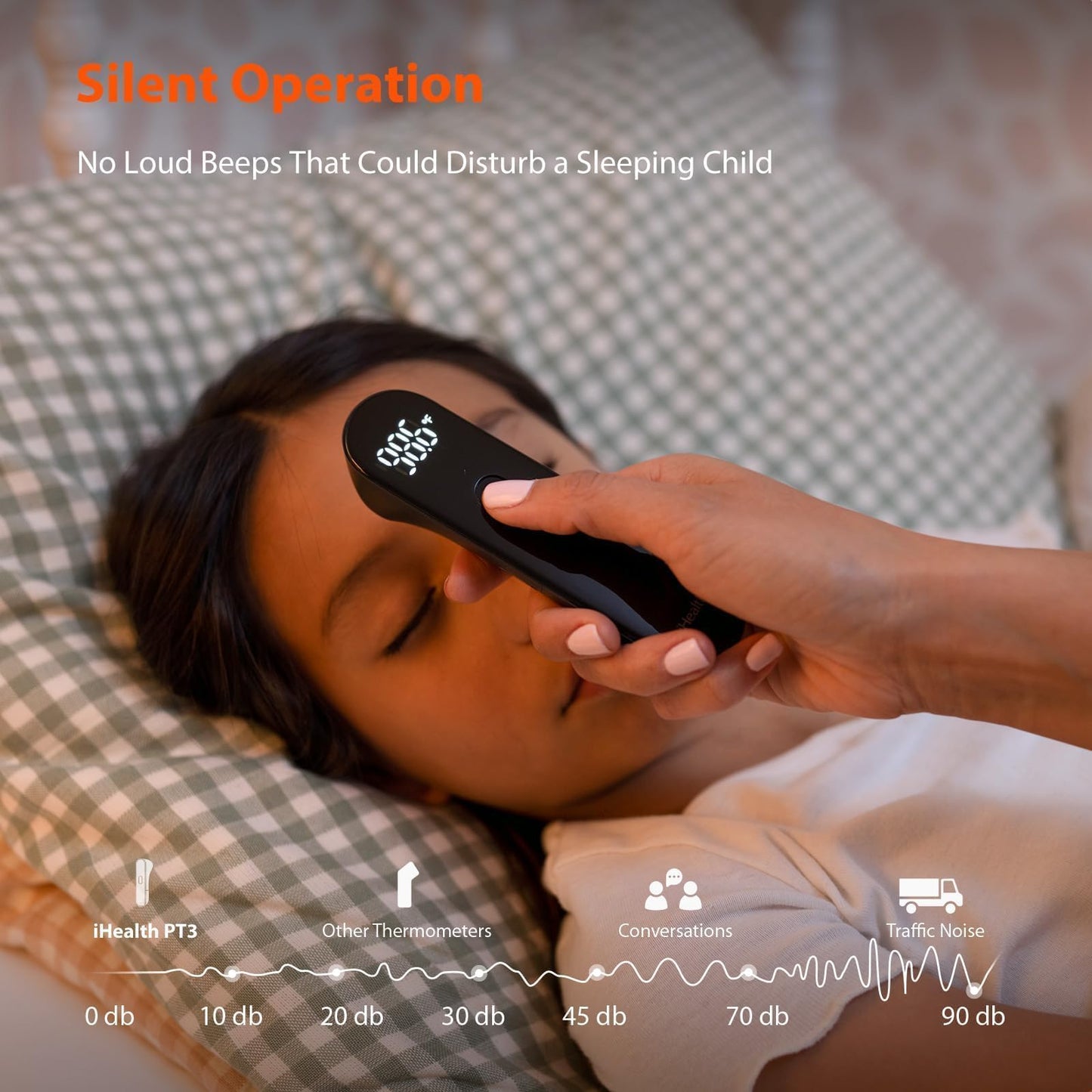 iHealth No-Touch Forehead Thermometer for Adults, Kids, Babies - FSA HSA Eligible, 3 Ultra-Sensitive Sensors, Quiet Vibration Feedback, Digital Large LED Digits, Easy to Use for Home & Nurses, PT3
