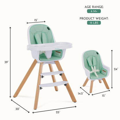 Evolur Zoodle 2 in 1 Convertible Baby High Chair in Light Gray