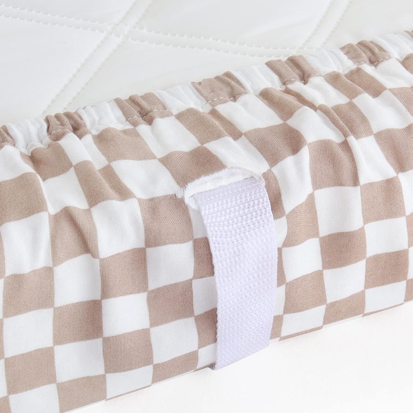 LifeTree Diaper Changing Pad Cover for Boys Girls - Soft Muslin Fitted Changing Table Sheets - 16"x32" Viscose from Bamboo Cotton Blend - Tan Checkered Print
