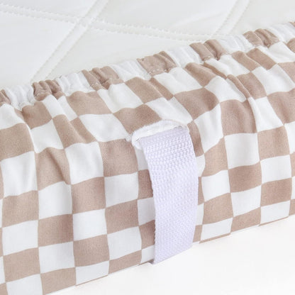LifeTree Diaper Changing Pad Cover for Boys Girls - Soft Muslin Fitted Changing Table Sheets - 16"x32" Viscose from Bamboo Cotton Blend - Tan Checkered Print