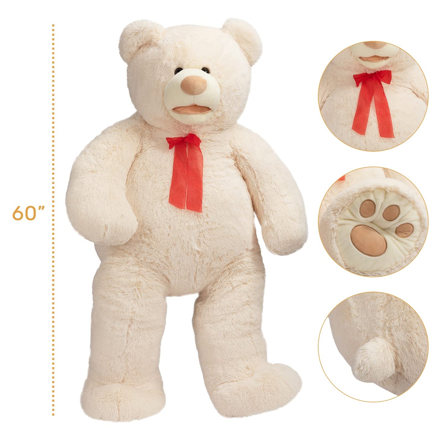 HollyHOME 6ft Teddy Bear Giant Teddy Bear Stuffed Animal with Embroidered Paws Holiday Valentine's Toy Gift for Girlfriend Kids 72 inches Brown