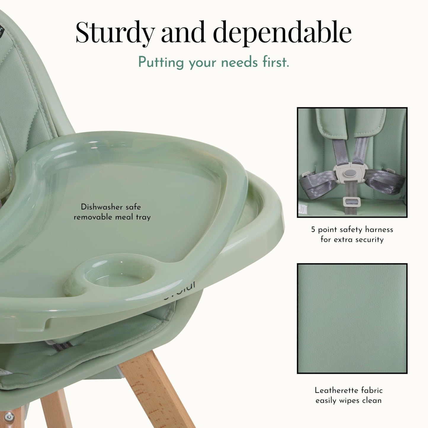 Evolur Zoodle 2 in 1 Convertible Baby High Chair in Light Gray