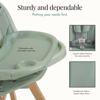 Evolur Zoodle 2 in 1 Convertible Baby High Chair in Light Gray