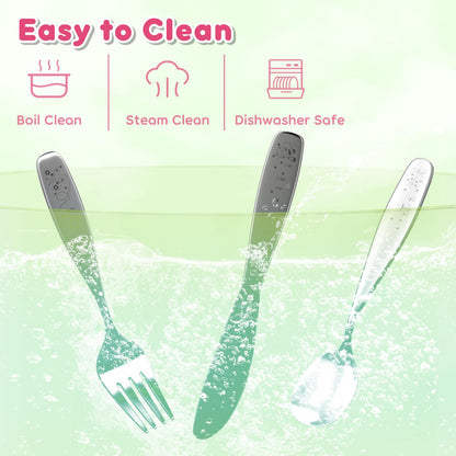 Lehoo Castle Kids Silverware Stainless Steel 6 Piece - Toddler Spoons and Forks Knife Set, Metal Kids Cutlery Set, Toddler Utensils Self Feeding (Dinosaur World)