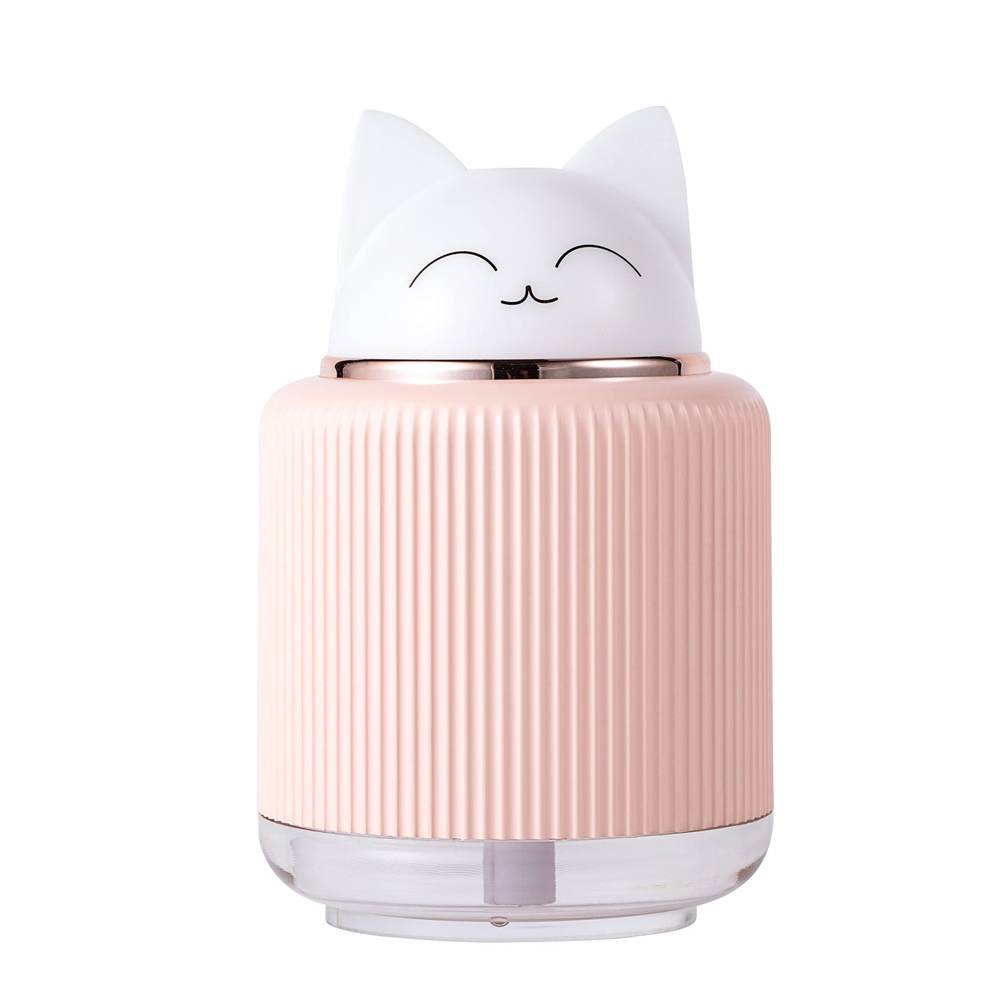 Mini Humidifier-Cute Cat Mist Humidifier for Kids Bedroom, Small Ultrasonic humidifier for Home Car Office with USB 2 LED Colors, Waterless Auto Shutoff, Quiet 300ml (White)