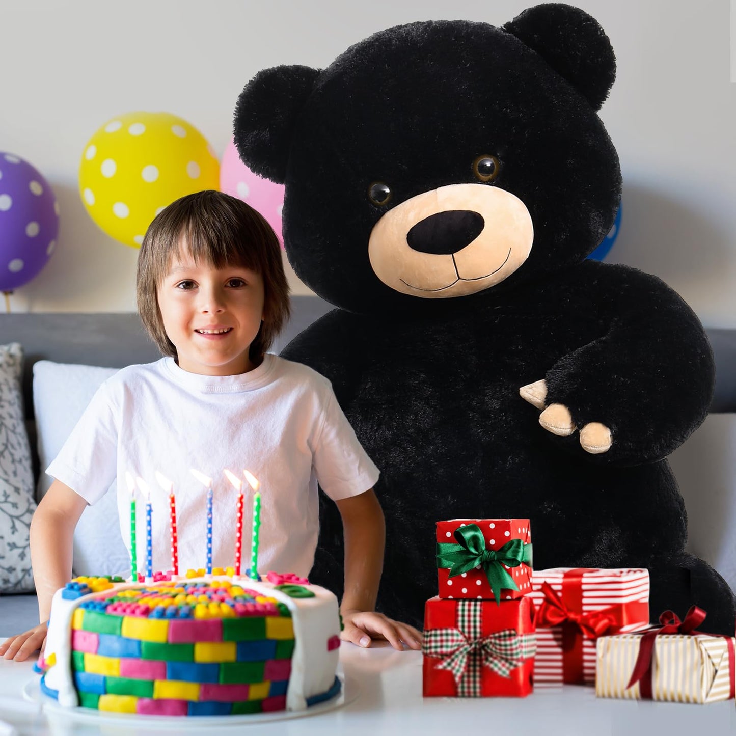 Tezituor 59" Gaint Teddy Bear Stuffed Animal,5ft Life Size Big Teddy Bears,Light Brown Cute Soft Plush Toy,Gifts for Kids Girls Boys Girlfriend Valentine,Christmas,Birthday,Baby Shower,Wedding Party