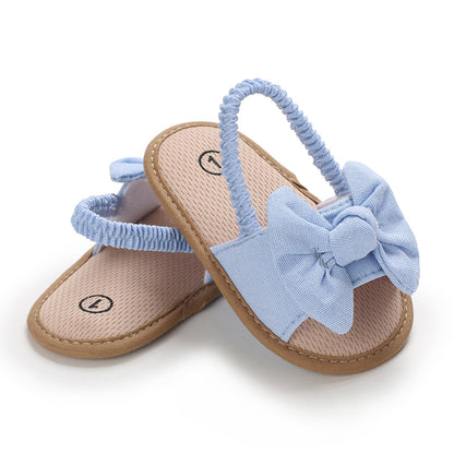 Baby Girls Bow Knot Sandals Flat Non-Slip Patchwork Princess Shoes Infant First Walking Slipper Shoes Beach Sandals