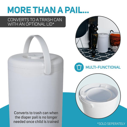 Magic Diaper Pail - Patented 100% Odor-Free System with Child-Safe Lock - Award-Winning Design - No Refills Required - Works with Regular Trash Bags - White