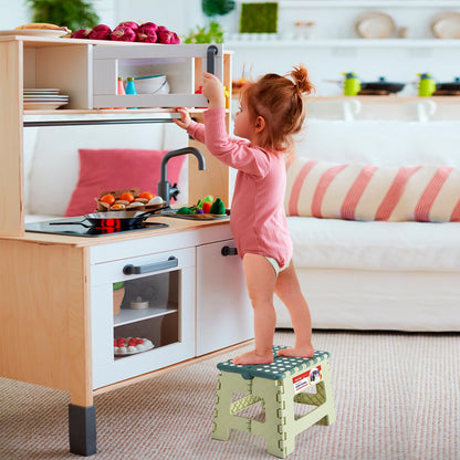 ACSTEP Folding Step Stool 9'' Tall Kids Step Stool Holds Up to 300 lb Plastic Foldable Step Stools for Kids Non-Slip Surface with Carry Handle Collapsible Stool for Home, Outdoor and Indoor(Black)