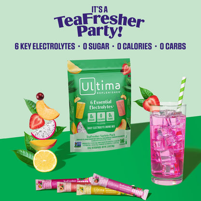 Ultima Replenisher Daily Electrolyte Powder Drink Mix – Tropical Variety, 20 Stickpacks – Hydration Packets with 6 Electrolytes and Minerals – Keto Friendly, Non-GMO and Sugar-Free