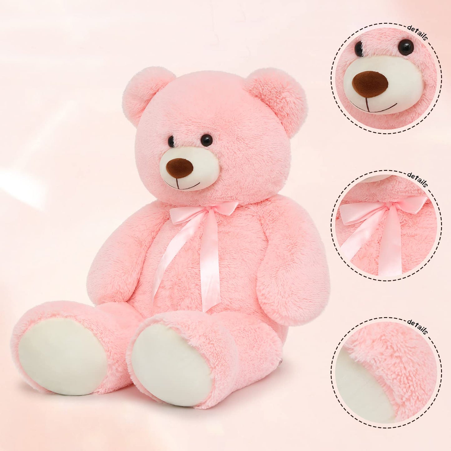Tezituor 59" Gaint Teddy Bear Stuffed Animal,5ft Life Size Big Teddy Bears,Light Brown Cute Soft Plush Toy,Gifts for Kids Girls Boys Girlfriend Valentine,Christmas,Birthday,Baby Shower,Wedding Party