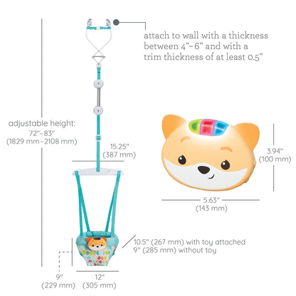 Infantino 2-in-1 Music & Lights Doorway Jumper - Engaging Activity Jumper with Motion-Activated Sounds for Babies, Fox