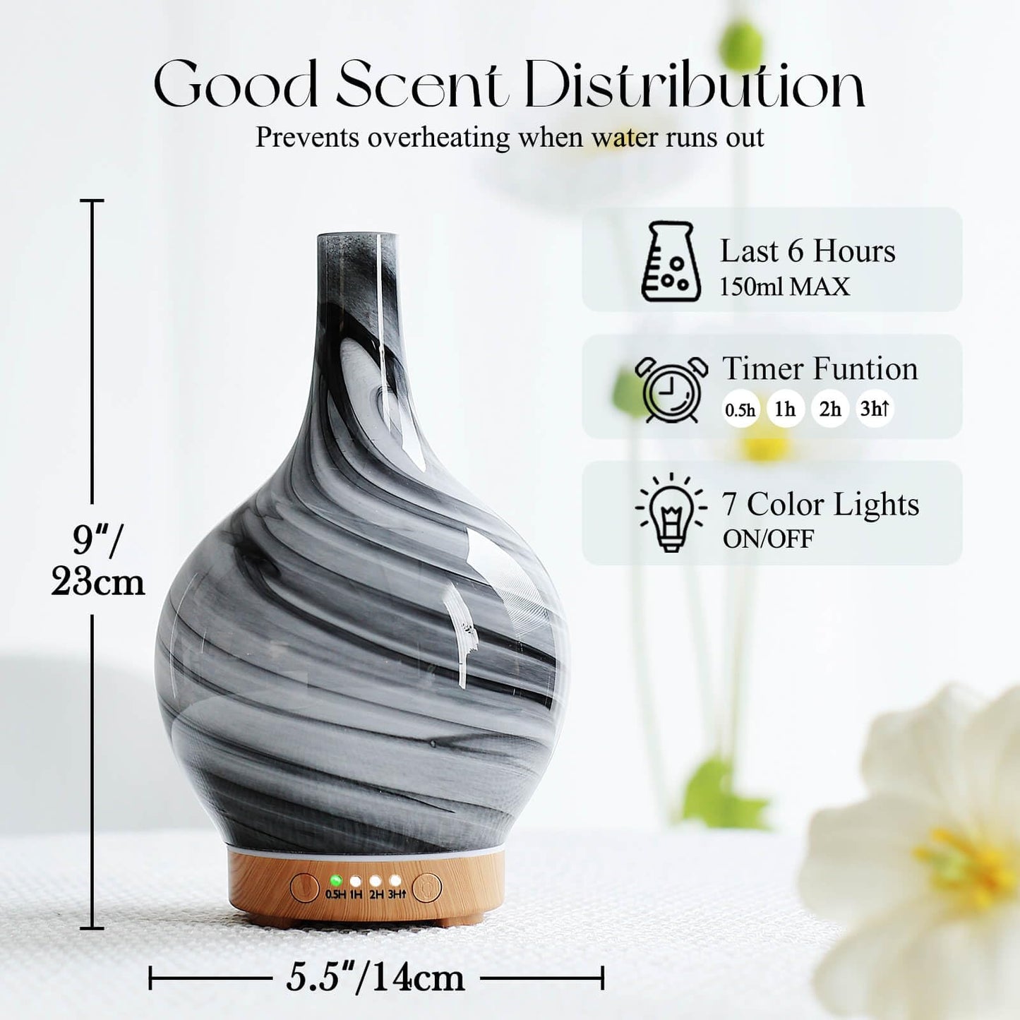 Porseme 3D Essential Oil Diffuser Cool Mist Humidifier Ultrasonic Aromatherapy Diffuser,150ml Last 6h,Auto Shut-Off,Air Refresh,Decoration for Home,Office,Yoga,Baby,Sleep