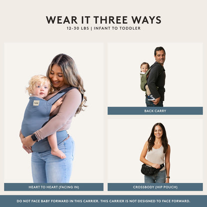 Baby Tula Lite Compact Baby Carrier, Ultra Compact and Lightweight, Travel, Convenient Carry Pouch, Ergonomic and Multiple Posisitions for 12-30 pounds, Soar