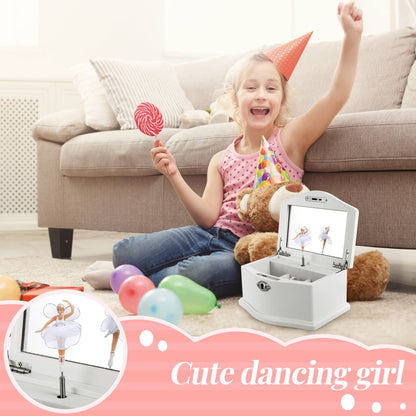 Medium Pink Ballerina Musical Jewelry Box with Mirror and Lock for Girls,Pink Kid's Jewelry Storage Music Chest,Gifts for Christmas,New Year and All Hoidays