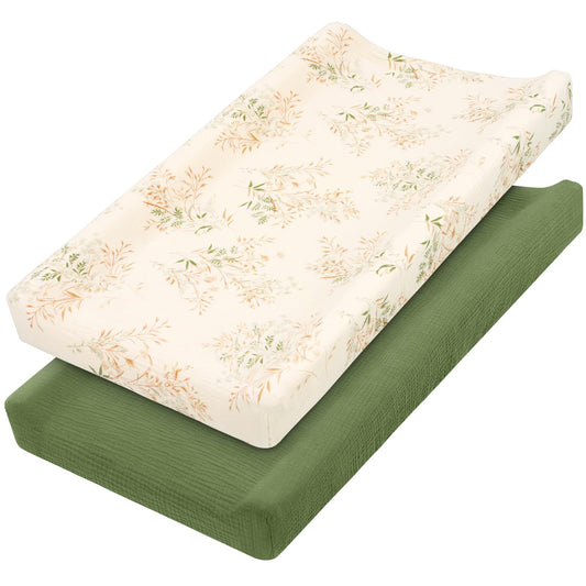 Muslin Changing Pad Cover 100% Cotton Diaper Changing Table Cover for Unisex Baby Boys Girls 2 Pack Changing Pad Sheets Brown