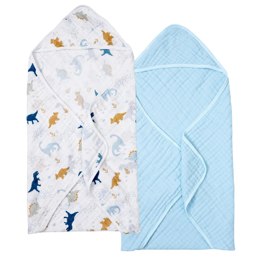 PHF 2 Pack Baby Hooded Towels, 100% Muslin Cotton Baby Bath Towel with Hood for Newborn, Infant, Toddler, Ultra Soft and Absorbent Baby Essentials Bath Towels for Girls, 32x32Inch, Floral