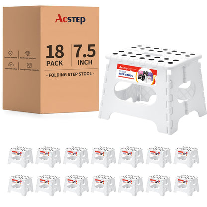 ACSTEP Folding Step Stool 9'' Tall Kids Step Stool Holds Up to 300 lb Plastic Foldable Step Stools for Kids Non-Slip Surface with Carry Handle Collapsible Stool for Home, Outdoor and Indoor(Black)