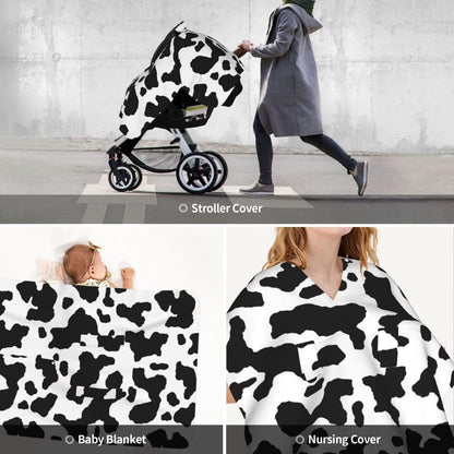 9CH Car Seat Covers for Babies, Peekaboo Opening Minky Car Seat Cover for Baby Mom Nursing Breastfeeding Covers, Winter Minky Baby Carrier Cover for Girls Boys (Black Star)