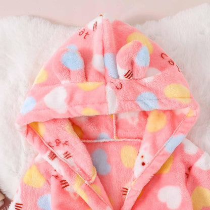 Toddler Unisex Baby R𝐨be Hooded Fleece Bathr𝐨be and Towel for Kids Boys Girls Plush Flannel Bathr𝐨be Warm Winter