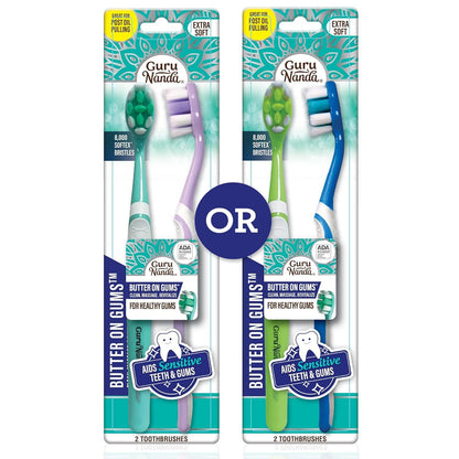 GuruNanda Butter On Gums Toothbrush, ADA Accepted, with 8000+ Ultra Soft Softex Bristles for Sensitive & Receding Gums, Perfect for Whiter Teeth, 8 Ct