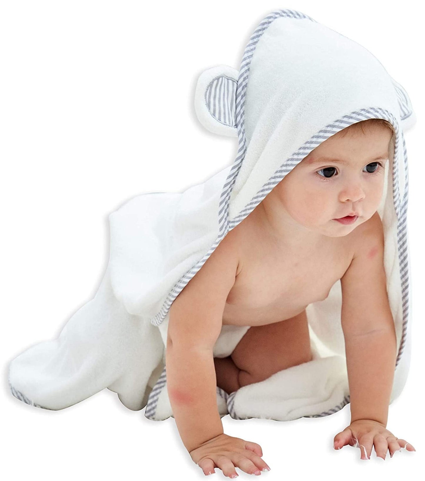 HIPHOP PANDA Hooded Towel - Rayon Made from Bamboo, Bath Towel with Bear Ears for Newborn, Babie, Toddler, Infant - Absorbent Large Baby Towel - Yellow Duck, 30 x 30 Inch