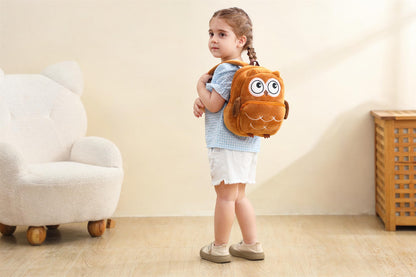 Cute Plush Toddler Backpacks Mini Brown Owl Backpack for Kids Real Littles Backpack for Boy Girl