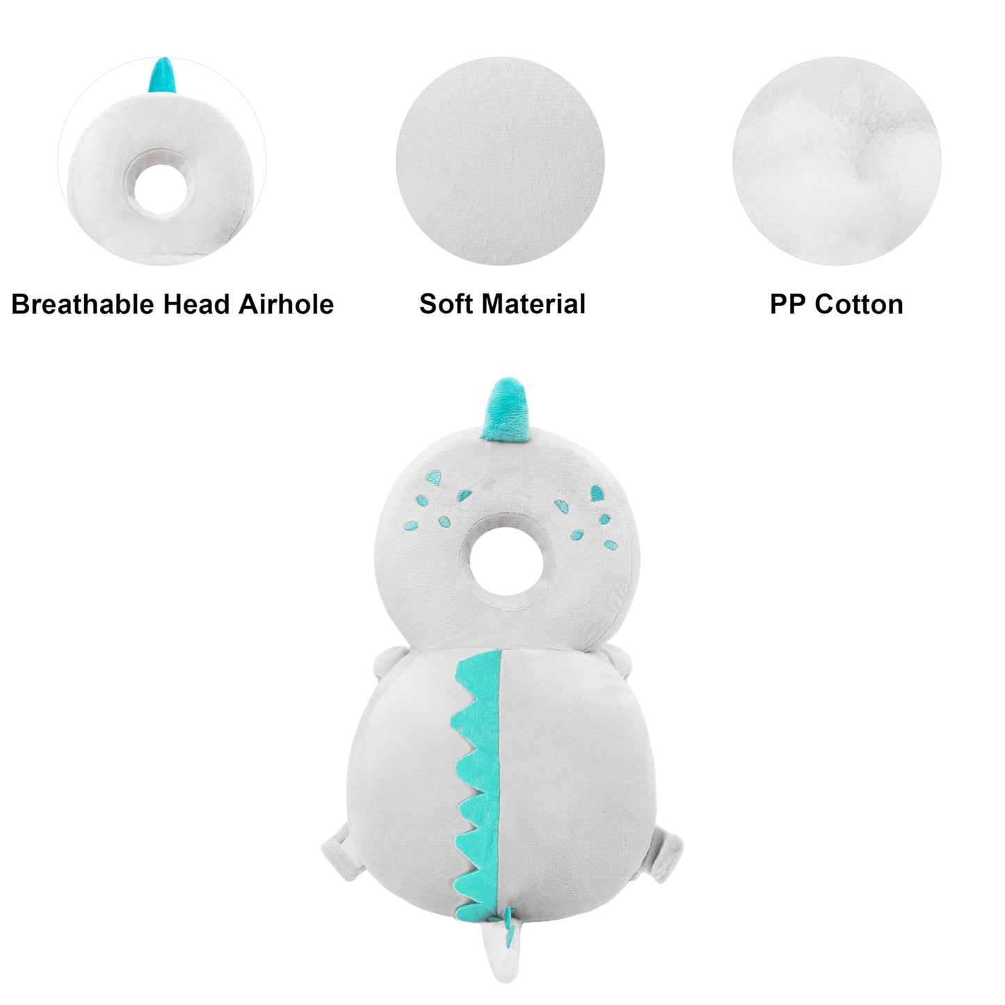Baby Back Potection Toddler Safety Protector Cushion Pad Toddler Backpack for Crawling Walking Adjustable Toddlers Back Safety Pad for Boys and Girls(Green Dinosaur)