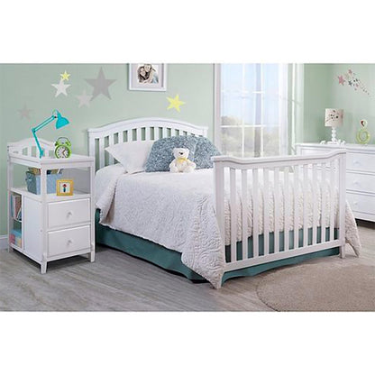 SORELLE FURNITURE Berkley Crib and Changer with Slat Panel Back Classic -in- Convertible Diaper Changing Table Non-Toxic Finish Wooden Baby Bed Toddler Childs Daybed Full-Size Nursery - White