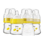 YOHKOH Glass Baby Bottles with Slow Flow Nipple, Newborn Anti-Colic Baby Bottles for 0+ Months, Wide Neck Feeding Bottle, Clear (Red, 2.7oz (Pack of 2))