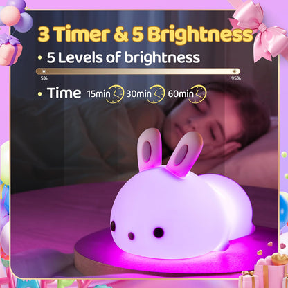 One Fire Night Light for Kids Bunny Cute Lamp, Kawaii 16 Colors Kids Night Light Baby Night Light Lamp, Rechargeable Toddler Night Light for Baby Nursery Night Light,Kids Lamp Nightlight for Kids Room
