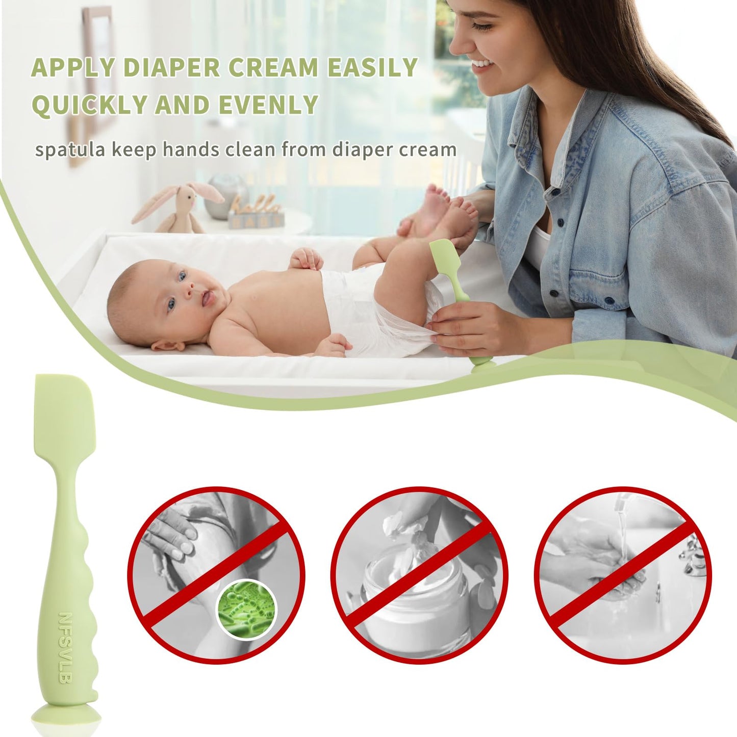 Baby Diaper Cream Spatula with Case-1 Large 2 Mini Butt Paste Spatula with 2 Travel Case-Soft Baby Butt spatula baby Diaper Cream Applicator-Diaper Rash spatula Bum Spatulas Brush