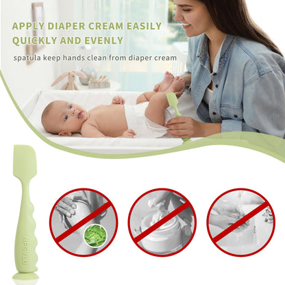 Baby Diaper Cream Spatula with Case-1 Large 2 Mini Butt Paste Spatula with 2 Travel Case-Soft Baby Butt spatula baby Diaper Cream Applicator-Diaper Rash spatula Bum Spatulas Brush