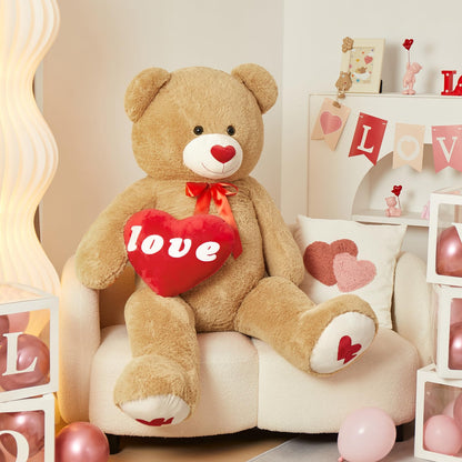 MorisMos Smile Giant Teddy Bear, 51inch Large Stuffed Bears with Big Footprints, Big Stuffed Animals Cuddly Plush Gifts for Girlfriends, Boyfriend, Dark Brown