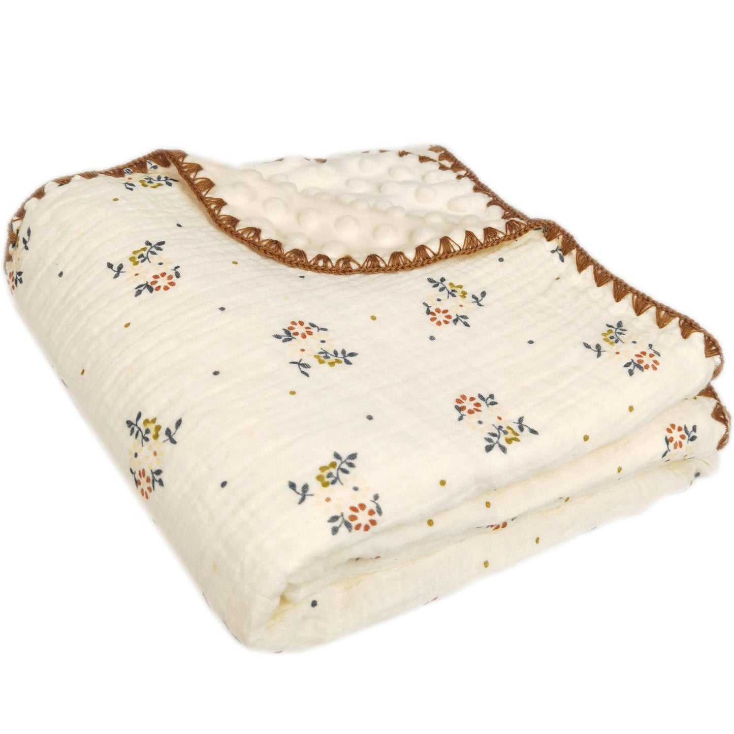 Baby Soft Muslin Thick Blanket Cotton and Dotted Backing Double Layer Receiving Blanket 40"x40" Bunny