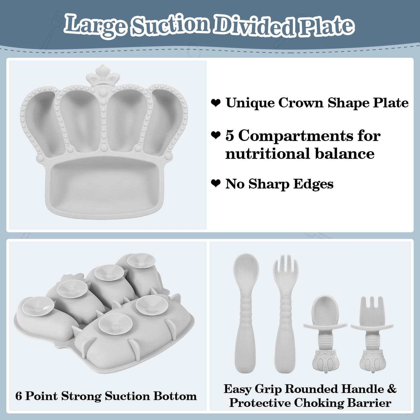 Silicone Baby Feeding Set 10 Pcs Baby Led Weaning Supplies Suction Bowl Divided Plate Baby Bibs Fruit Feeder Baby Spoons Forks Sippy Cup Toddler Utensil Sets Baby Essentials for Newborn Gift