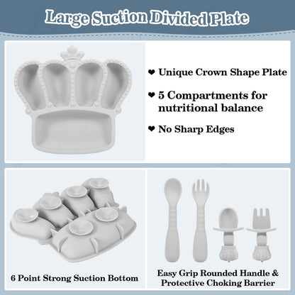 Silicone Baby Feeding Set 10 Pcs Baby Led Weaning Supplies Suction Bowl Divided Plate Baby Bibs Fruit Feeder Baby Spoons Forks Sippy Cup Toddler Utensil Sets Baby Essentials for Newborn Gift