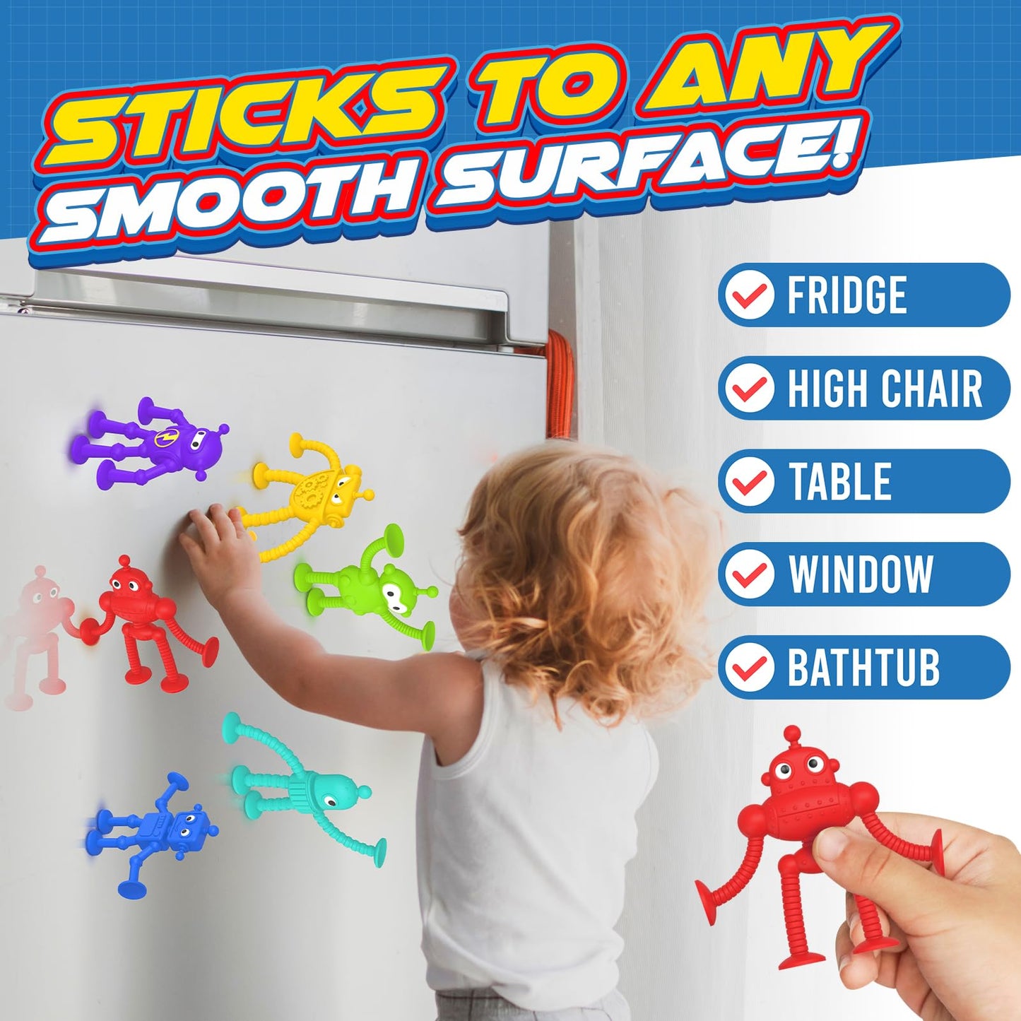 Baby Bath Toys Suction Toy: No Hole Bath Toy for Baby Toddlers - Kids Mini Sensory Fidget Suction Cup Toys for Boys Girls - Window Building Toy Travel Essentials Road Trip Activities for Kids Gifts