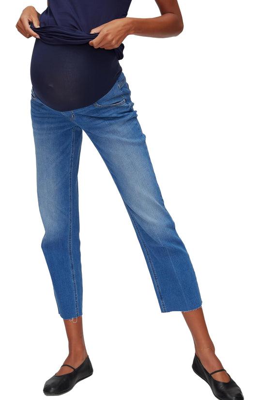 Motherhood Maternity Women's Stretch Secret Fit Over The Belly Straight Leg Pregnancy Jeans