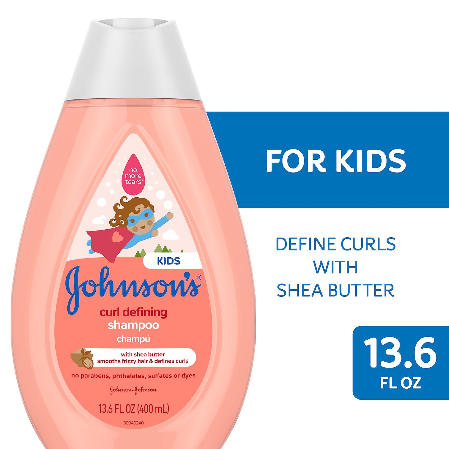 Johnson's Kids Curl Defining Leave-In Conditioner + Shea Butter, Tear-Free, Paraben-, Sulfate- & Dye-Free, Hypoallergenic & Gentle for Toddlers' Haircare, Bath Essentials, 6.8 fl. oz