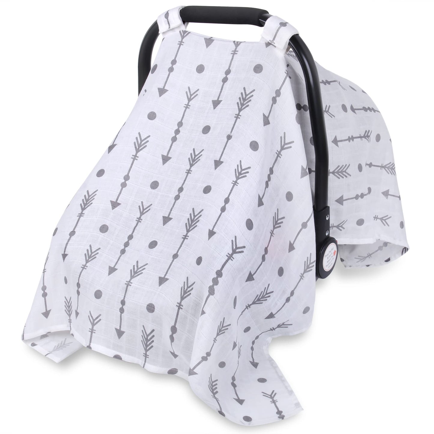 Rquite Car Seat Cover, Muslin Cotton Infant Car Seat Canopy, Breathable Baby Carrier Cover, Summer Stroller Sun Shade, Flower