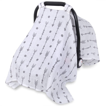 Rquite Car Seat Cover, Muslin Cotton Infant Car Seat Canopy, Breathable Baby Carrier Cover, Summer Stroller Sun Shade, Flower