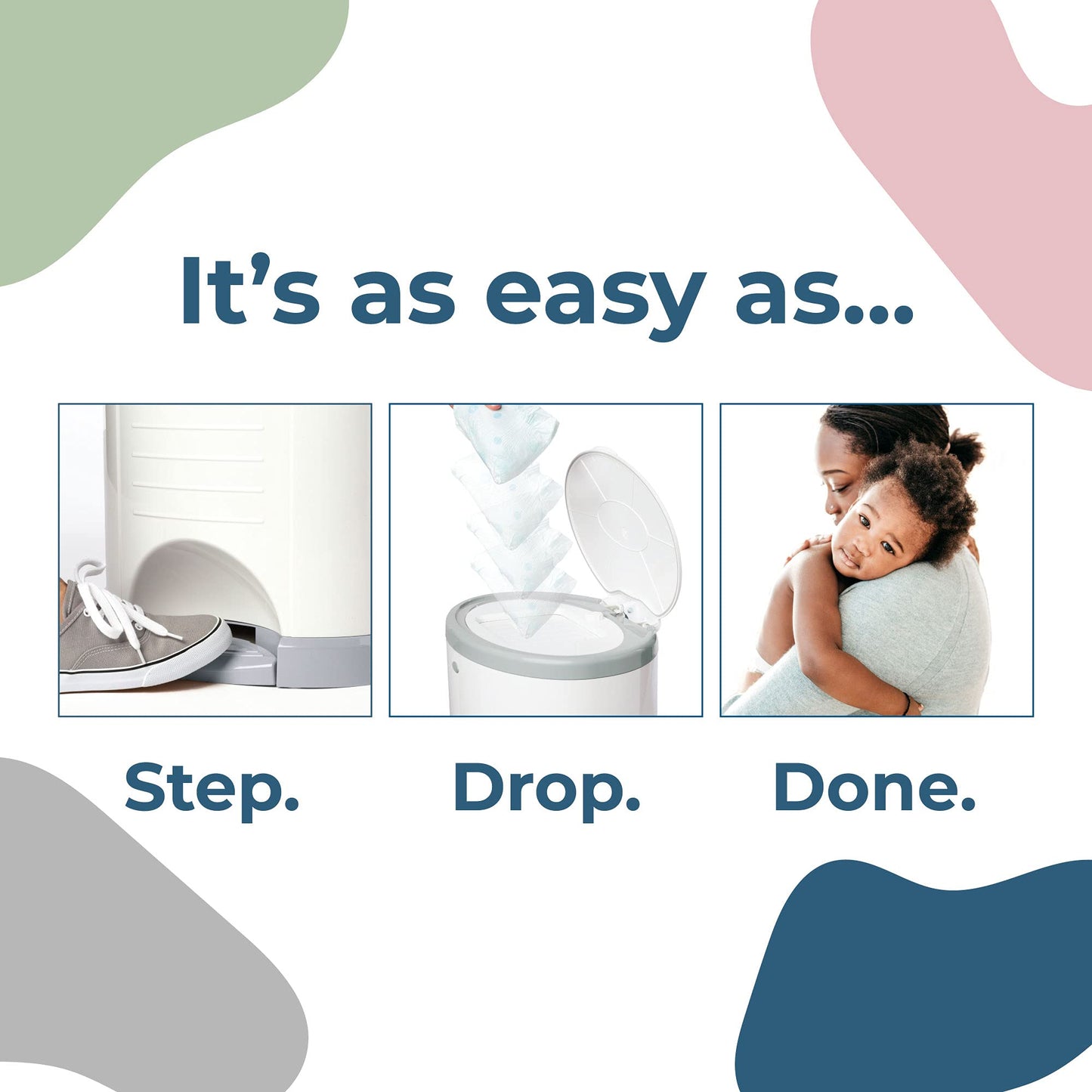 Diaper Dekor EKO Plus Diaper Pail Gift Set, White | ONLY Eco-Friendly Diaper Pail Made with 70% Recycled Materials | Comes with up to a Year's Supply Worth of Diaper Dekor Refills!